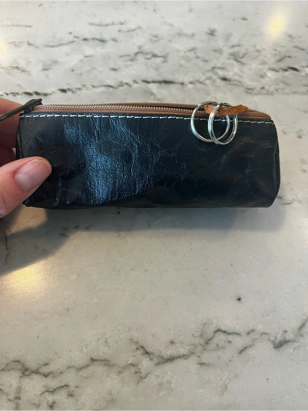 Black Waxed Paper Zip Key Pouch